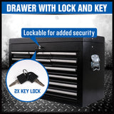 HORUSDY 10-Drawer Tool Box Chest Toolbox Lockable Drawer Cabinet Garage Storage - 45-Degree Angle