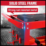 3-Tier Heavy Duty Steel Tool Trolley - Workshop Cart with Pegboard, Hooks and Locking Swivel Casters - Top-Down View