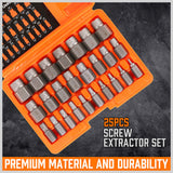 25Pc Screw Extractor Set Multi-Spline Easy Out Broken Bolt Remover Tool Hex Head - Side View