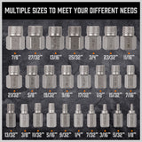 25Pc Screw Extractor Set Multi-Spline Easy Out Broken Bolt Remover Tool Hex Head - Top-Down View