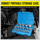 21Pc 12-Point Socket Set 1/2-inch Drive Grip Sleeve Storage Case Metric 8mm-36mm - Rear View