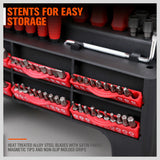 100Pc Screwdriver Set Ratchet Handle Socket Slot Pozi Hex Star Square Bits Rack - Rear View