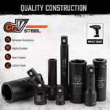 18Pc Deep Impact Socket Set Imperial / SAE Extension Flexible Adaptor 1/2 Drive - Rear View