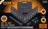 18Pc Deep Impact Socket Set Imperial / SAE Extension Flexible Adaptor 1/2