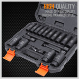 18Pc Deep Impact Socket Set Imperial / SAE Extension Flexible Adaptor 1/2