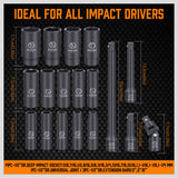 18Pc Deep Impact Socket Set Imperial / SAE Extension Flexible Adaptor 1/2