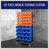 92-Piece Bin Mobile Garage Storage Bin Rack Heavy-Duty Tool Organizer with Swivel Wheels - Side View