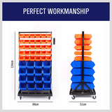 92-Piece Bin Mobile Garage Storage Bin Rack Heavy-Duty Tool Organizer with Swivel Wheels - Top-Down View