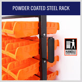 92-Piece Bin Mobile Garage Storage Bin Rack Heavy-Duty Tool Organizer with Swivel Wheels - Rear View
