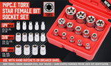 14Pc E Torx Socket Set Female Start Bit External Hex Torque E4-E24 With Case - Front View