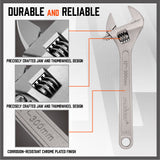 4Pc Adjustable Wrench Set Heavy Duty Shifter Spanner Wide Open Jaw 6/8/10/12 - 45-Degree Angle