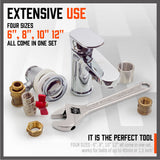 4Pc Adjustable Wrench Set Heavy Duty Shifter Spanner Wide Open Jaw 6/8/10/12