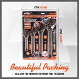 4Pc Adjustable Wrench Set Heavy Duty Shifter Spanner Wide Open Jaw 6/8/10/12