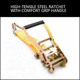 50mm x 10M Tie Down Strap Heavy Duty Ratchet Straps Trailer Boat 2000KG Loading - 45-Degree Angle