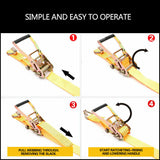 50mm x 10M Tie Down Strap Heavy Duty Ratchet Straps Trailer Boat 2000KG Loading - Close-Up Angle