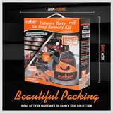 Heavy Duty 9.1M Recovery Tow Straps Snatch Kit - 32,000 LBS Break Strength with D-Ring Shackles for Off-Roading Recovery and Hauling - Top-Down View