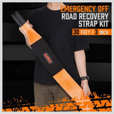 Heavy Duty 9.1M Recovery Tow Straps Snatch Kit - 32,000 LBS Break Strength with D-Ring Shackles for Off-Roading Recovery and Hauling - 45-Degree Angle
