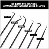 6Pc Extra Long Pick and Hook Set O Ring Seal Puller Remover Fuse Wire Scribe - 45-Degree Angle
