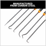 6Pc Extra Long Pick and Hook Set O Ring Seal Puller Remover Fuse Wire Scribe - Close-Up Angle