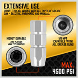 Grease Gun Coupler Quick Release & Lock 1/8‘’ NPT Rated 10,000 PSI Storage Case - Close-Up Angle