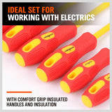 8Pc Insulated Screwdriver Set Magnetic Slotted Phillips Electricians With Case - Top-Down View