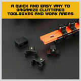 3Pc Double-Side Sockets Holder Tool Organizer Rails WorkShop Rack 1/4