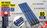 80 Socket Storage Rail Mixed Organizer Rack Holder Ball Locking 1/4 3/8 1/2