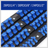 80 Socket Storage Rail Mixed Organizer Rack Holder Ball Locking 1/4 3/8 1/2