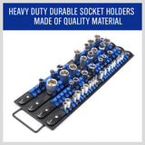80 Socket Storage Rail Mixed Organizer Rack Holder Ball Locking 1/4 3/8 1/2
