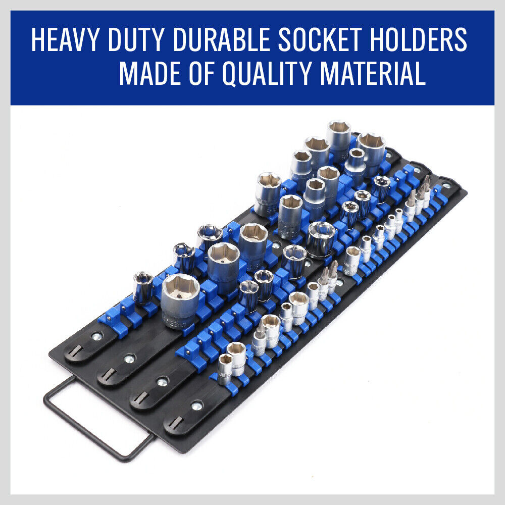 80 Socket Storage Rail Mixed Organizer Rack Holder Ball Locking 1/4 3/8 1/2