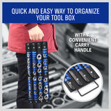 80 Socket Storage Rail Mixed Organizer Rack Holder Ball Locking 1/4 3/8 1/2 - Close-Up Angle