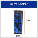 80 Socket Storage Rail Mixed Organizer Rack Holder Ball Locking 1/4 3/8 1/2
