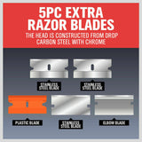 2Pc Putty Knife Set Multi-Purpose Scraper Spare Blades Paint Seal Remover Clean - Rear View