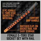 11Pc E-Torx Socket Set Female External Star Type E4-E20 3/8