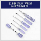 12Pc Screwdriver Set Double Sided Screw Driver Bit Stubby Repair Tool Vanadium - Top-Down View