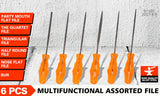 6Pc Mini Needle File Set Alloy Strength Steel For Wood Working Carving Craft - Front View