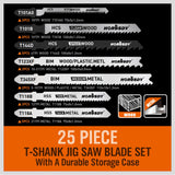 25Pc T-shank Jig Saw Blades Set For Wood Plastic Metal Sheet Cutting BIM HSS HCS - Side View
