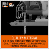 25Pc T-shank Jig Saw Blades Set For Wood Plastic Metal Sheet Cutting BIM HSS HCS - Rear View