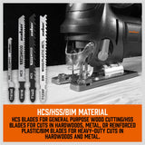 25Pc T-shank Jig Saw Blades Set For Wood Plastic Metal Sheet Cutting BIM HSS HCS - Low Angle