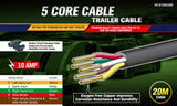 20M X 5 Core Wire Cable Trailer Cable Automotive Boat Caravan Truck Coil V90 PVC - Front View