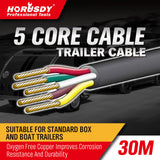 5 Core Oxygen-Free Copper Trailer Cable - 30M Automotive & Caravan Wire Coil - Front View
