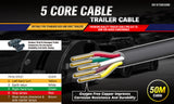 5 Core Oxygen-Free Copper Trailer Cable - 30M Automotive & Caravan Wire Coil - Side View