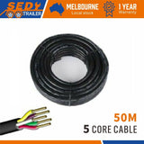 Trailer Cable 50M X 5 Core Wire Cable Automotive Boat Caravan Truck Coil V90 PVC - Front View