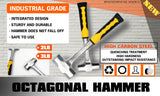 2LB+3LB Steel Hammer Double Octagonal Heavy Duty Solid Forged Rubber Grip Handle - 45-Degree Angle