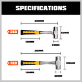 2LB+3LB Steel Hammer Double Octagonal Heavy Duty Solid Forged Rubber Grip Handle - Extra Image
