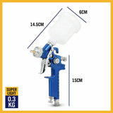 Gravity Mini HVLP Spray Gun 125mL 0.8mm Air Nozzle Low Pressure Painting Sprayer - Side View