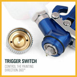 Gravity Mini HVLP Spray Gun 125mL 0.8mm Air Nozzle Low Pressure Painting Sprayer - 45-Degree Angle
