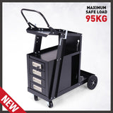 4-Drawer Welding Cart MIG Welder Trolley Cabinet TIG ARC MMA Plasma Cutter Bench - Front View