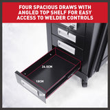 4-Drawer Welding Cart MIG Welder Trolley Cabinet TIG ARC MMA Plasma Cutter Bench - 45-Degree Angle