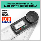 200mm Digital Angle Finder Ruler Protractor Measure Meter Stainless Steel 0-360 - Side View